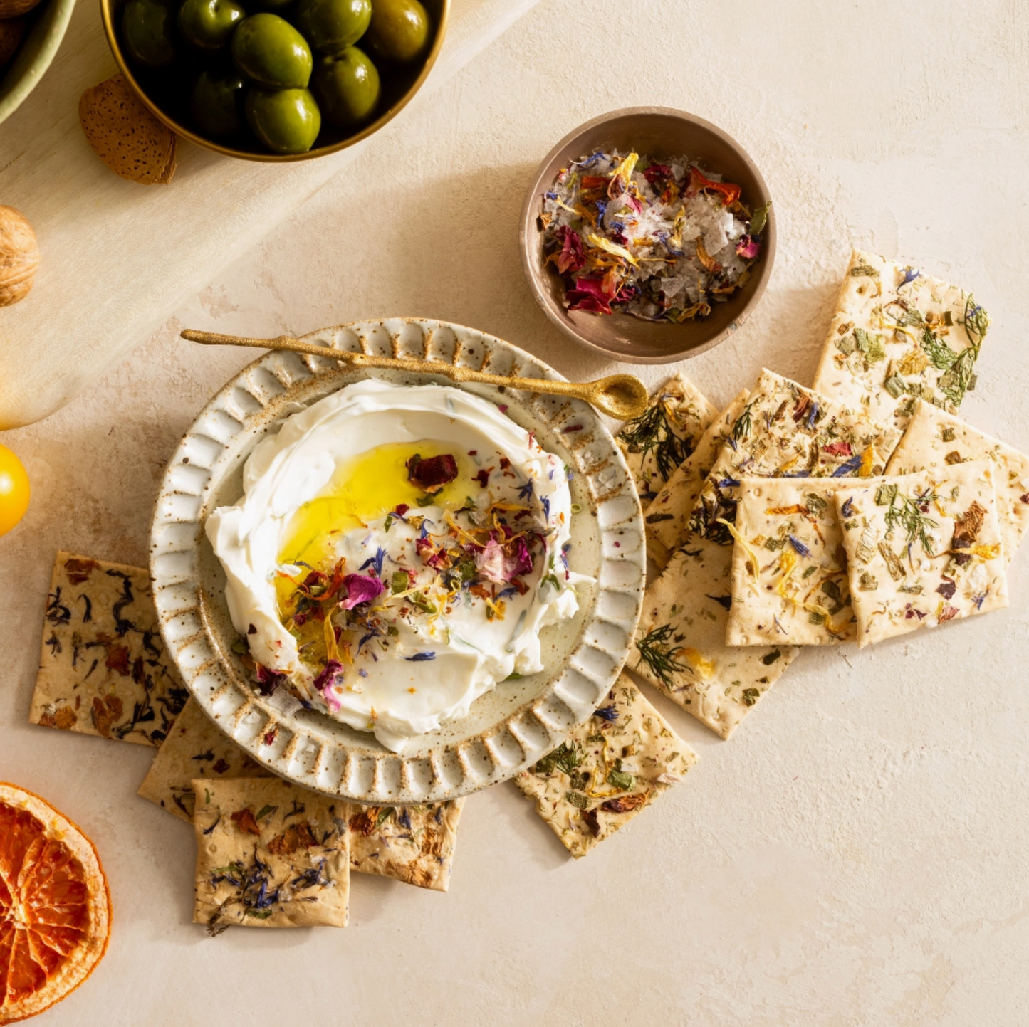 Premium Spice Blends & Edible Flower Cracker Gift Set (4-Piece Set)